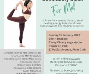 15 Jan 23: Community Class Fundraiser for Melanie Castleman
